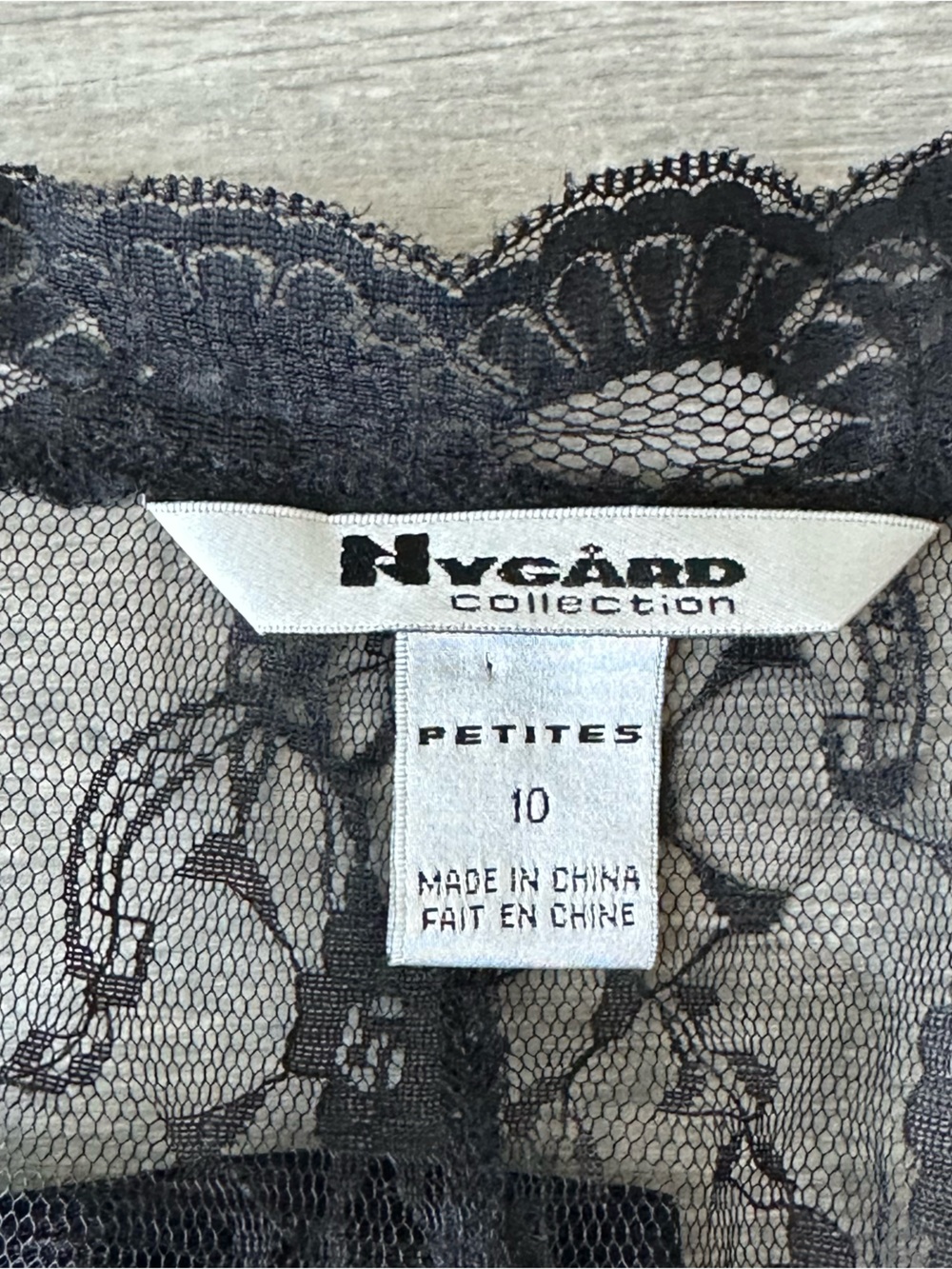 Nygard Sheer Black Lace Button-Front and beaded sheer Blouse whimsigoth - Picture 6 of 7
